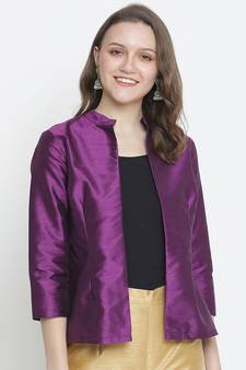 Boxy solid purple dupion silk  women shrug