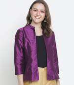 Boxy solid purple dupion silk  women shrug