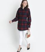 Lustre brubl check button - down women tunic