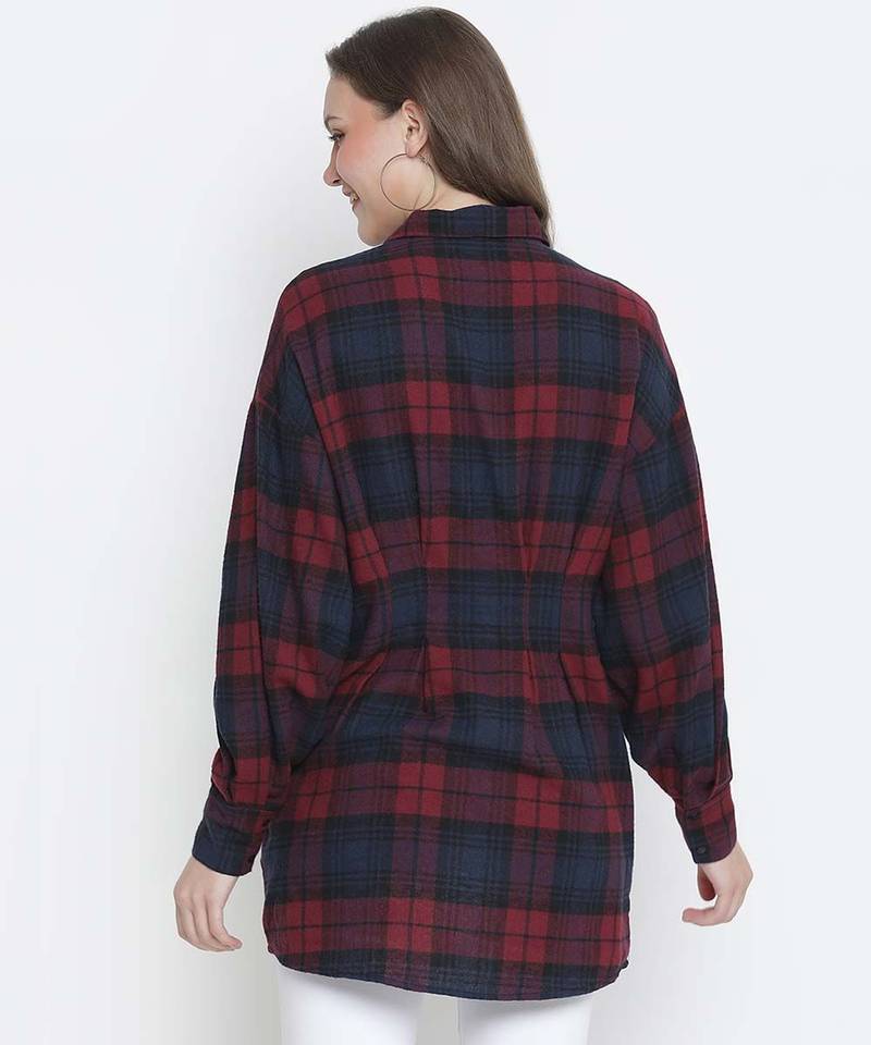Lustre brubl check button - down women tunic