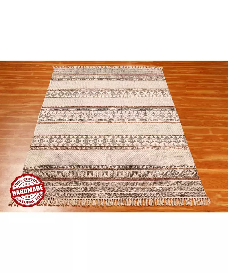7x7 Ft Indigo Rug Handmade Cotton Dhurrie Area Rugs Bohomian Kilims Indoor Kitchen Carpet Flatwoven Throw Rug