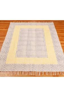 10x10 Ft Handmade Cotton Dhurrie Hand Block Printed Area Rug  Bohomian Kilims Indoor Floor D?or  Flatwoven Throw Rug