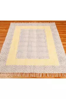 2.6x4 Ft Handmade Cotton Dhurrie Hand Block Printed Area Rug  Bohomian Kilims Indoor Floor D?or  Flatwoven Throw Rug