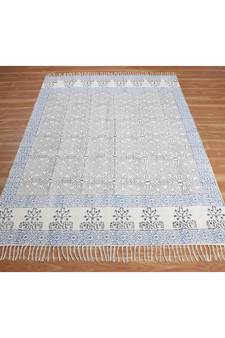 4x7 Ft Cotton Rug Hand Block Print Area Rug Boho Kilim Hall Decor Carpet