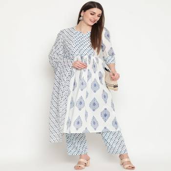 White printed cotton kurta-sets 1