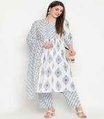 White printed cotton kurta-sets