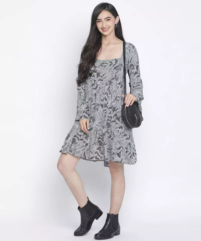 Twinx black tropical print women dress