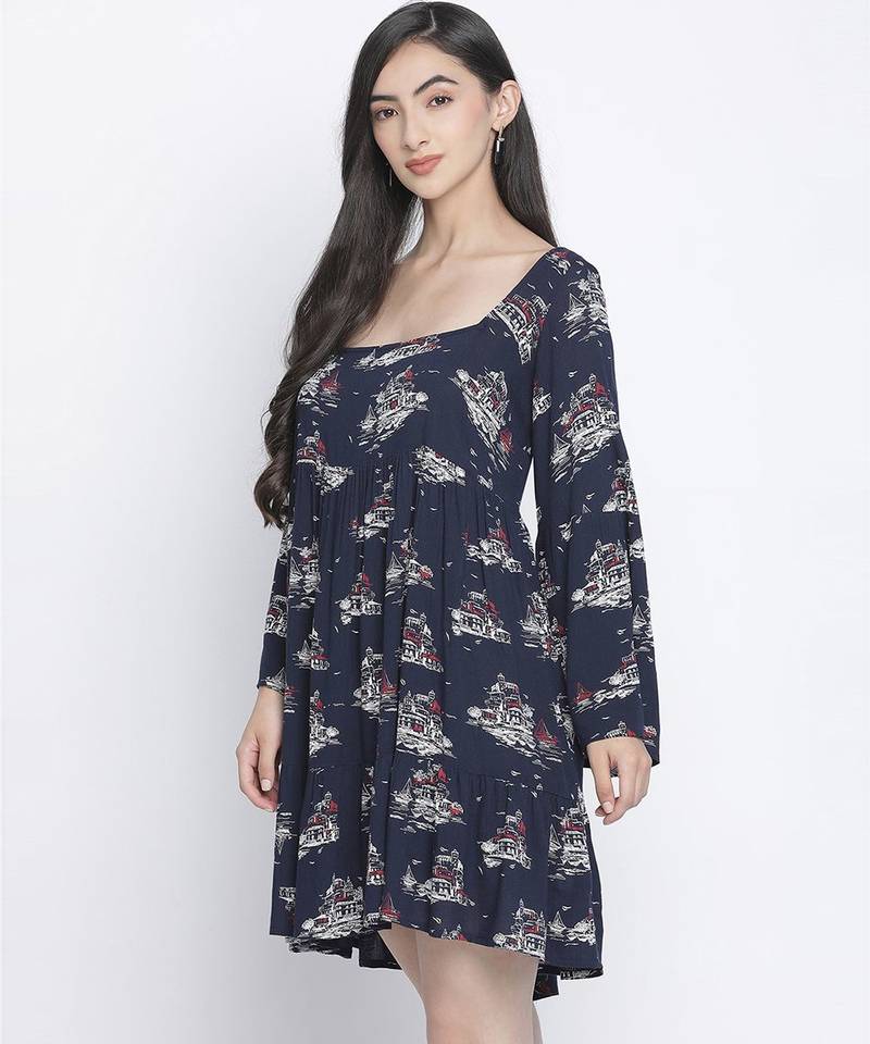 Dony Blue printed women casual dress