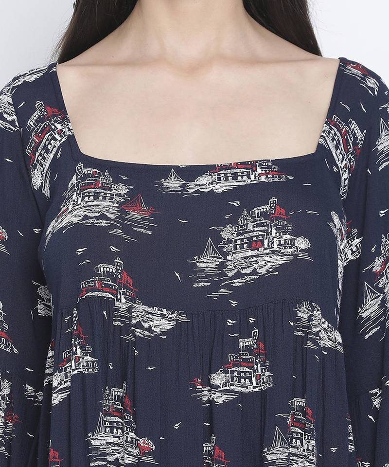 Dony Blue printed women casual dress