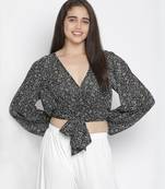 Twinkle black colour tie-knot women top