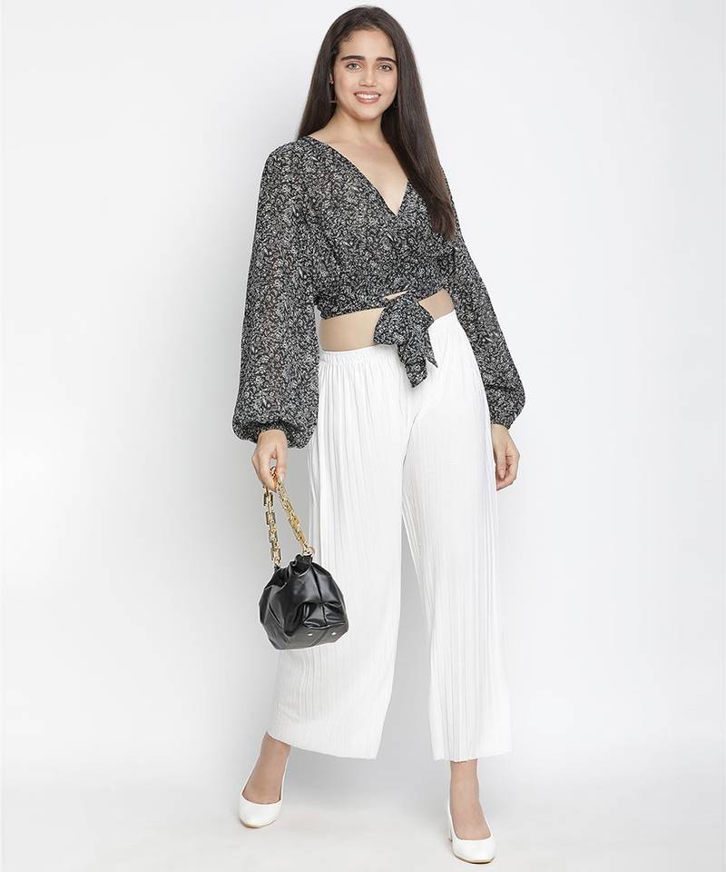 Twinkle black colour tie-knot women top