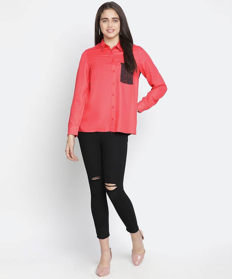 Ruby red colour women Shirt