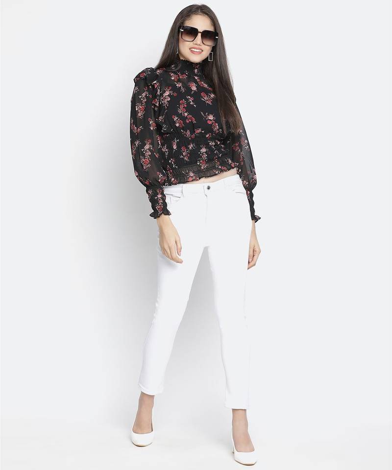 Furor smocked floral print women top