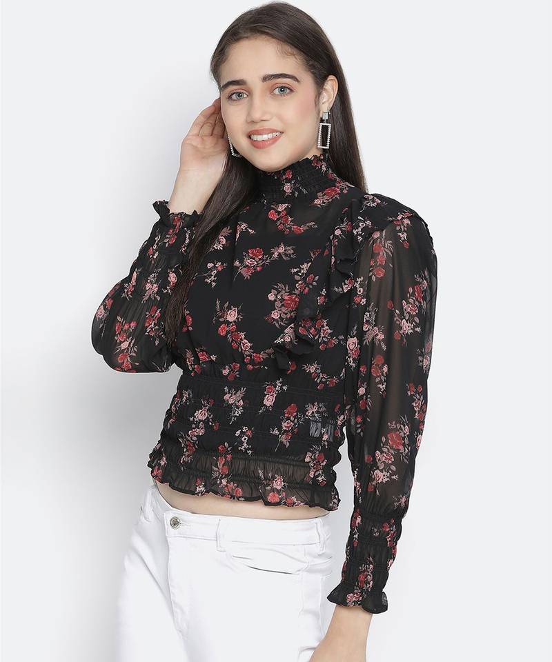 Furor smocked floral print women top