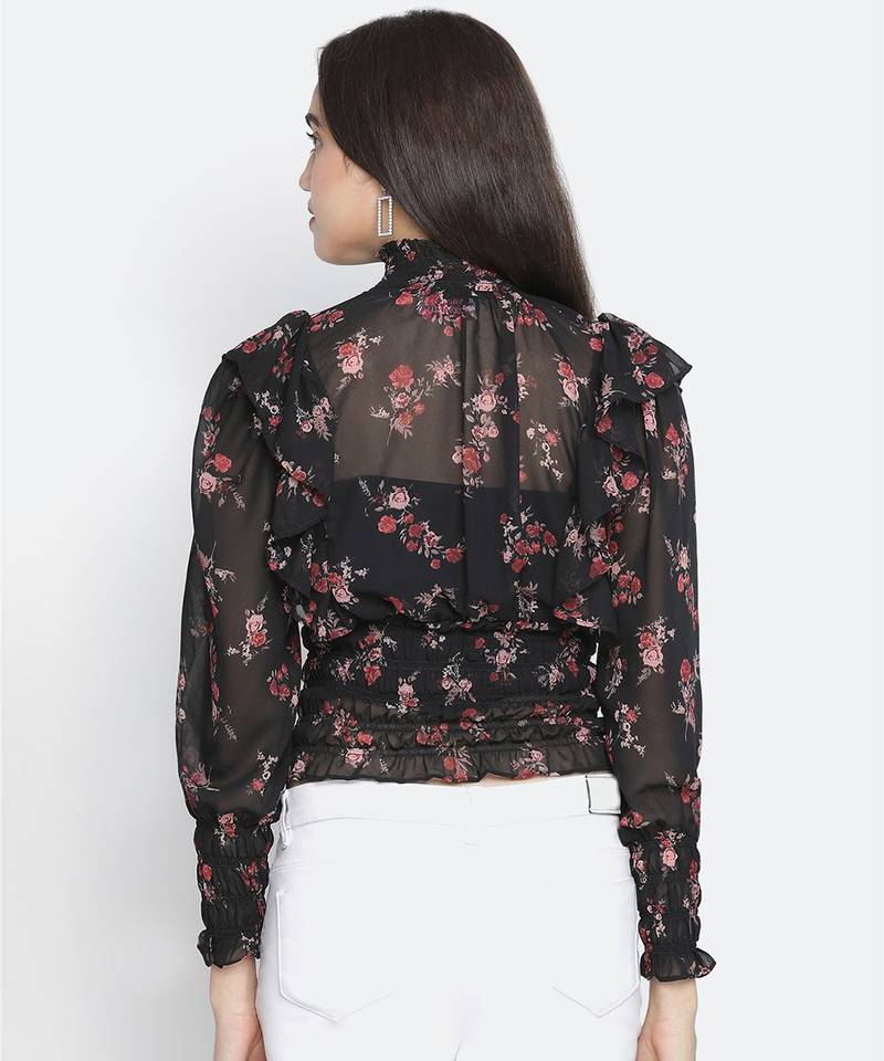 Furor smocked floral print women top