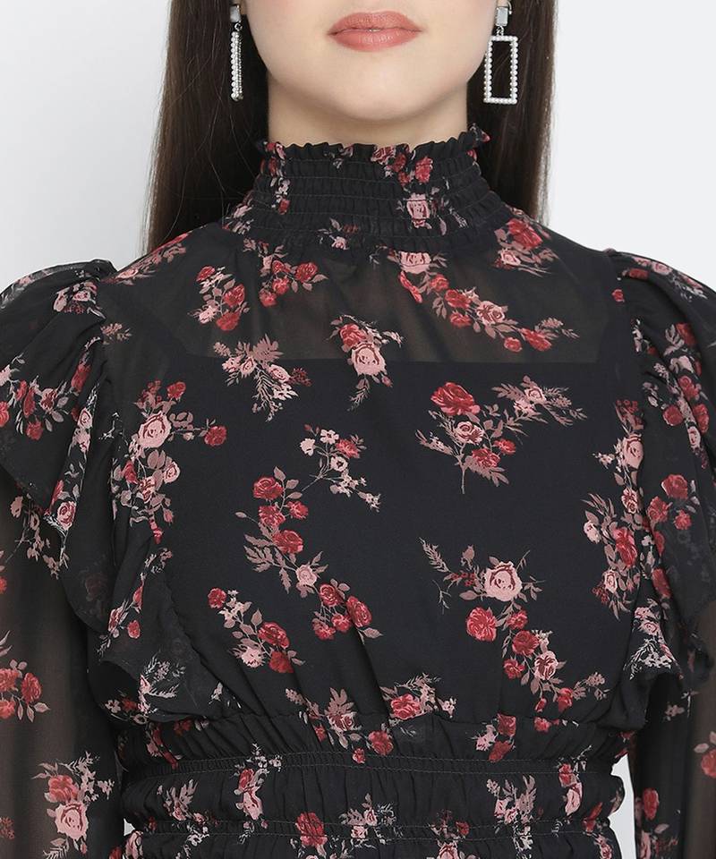 Furor smocked floral print women top
