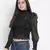Verve solid black smocked women top