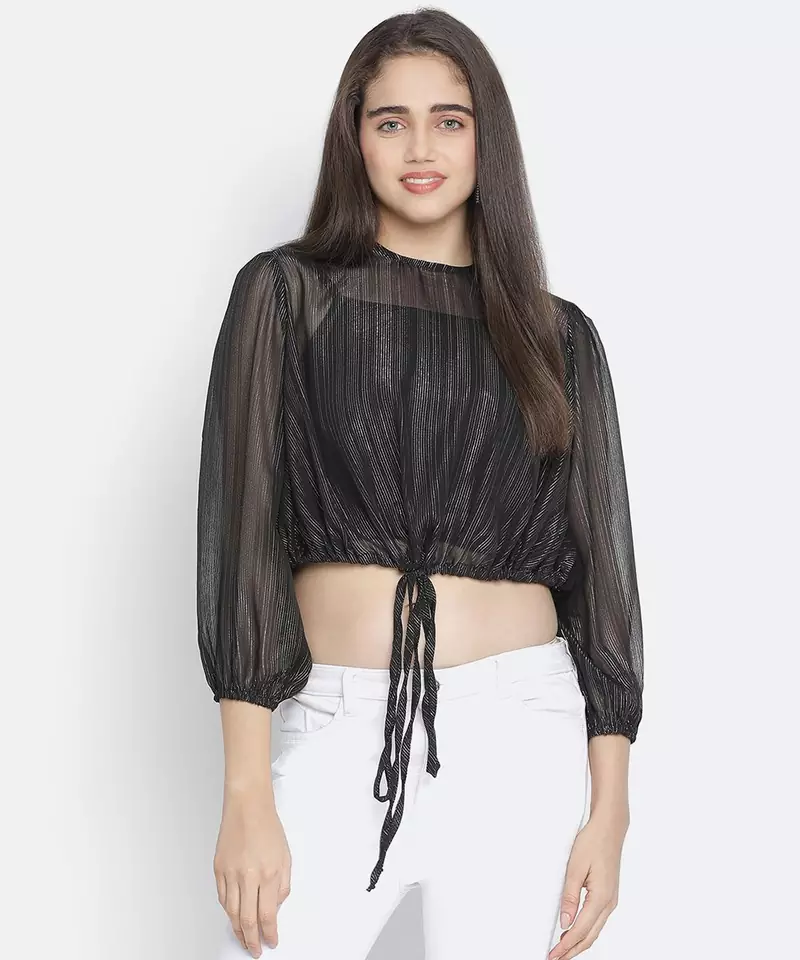 Flair BLimmer Black stylish women tie top