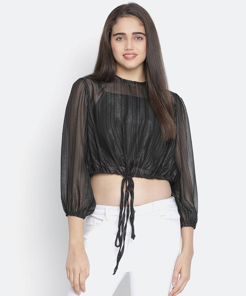 Flair BLimmer Black stylish women tie top