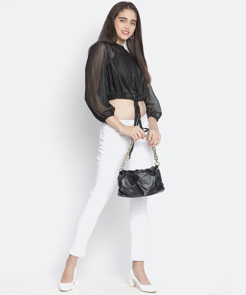 Flair BLimmer Black stylish women tie top