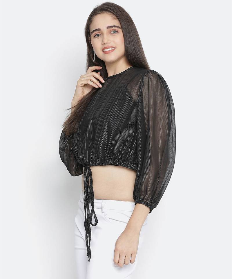 Flair BLimmer Black stylish women tie top