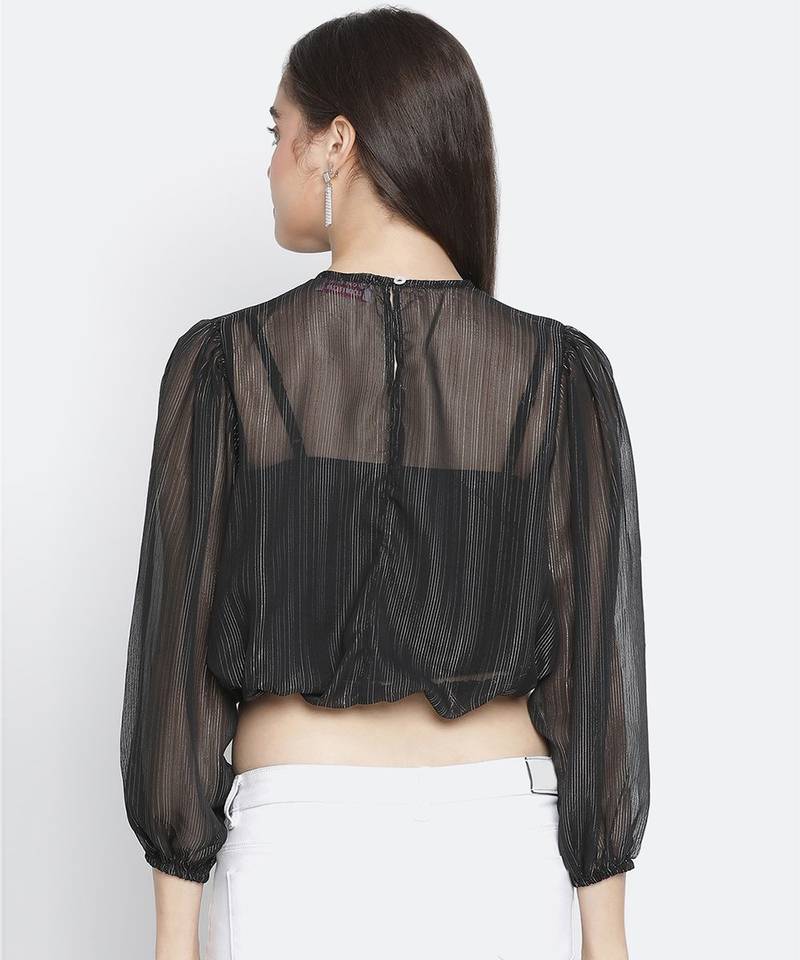 Flair BLimmer Black stylish women tie top