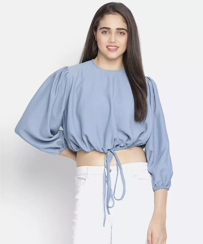 Graceious Blue dobby stylish women top