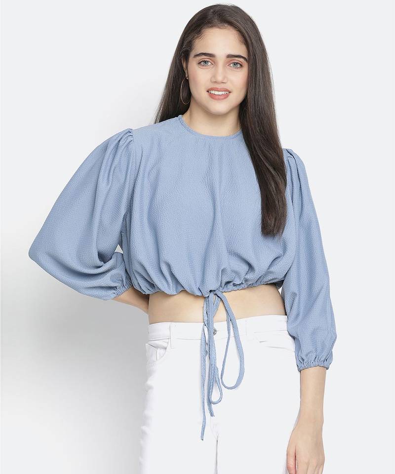 Graceious Blue dobby stylish women top