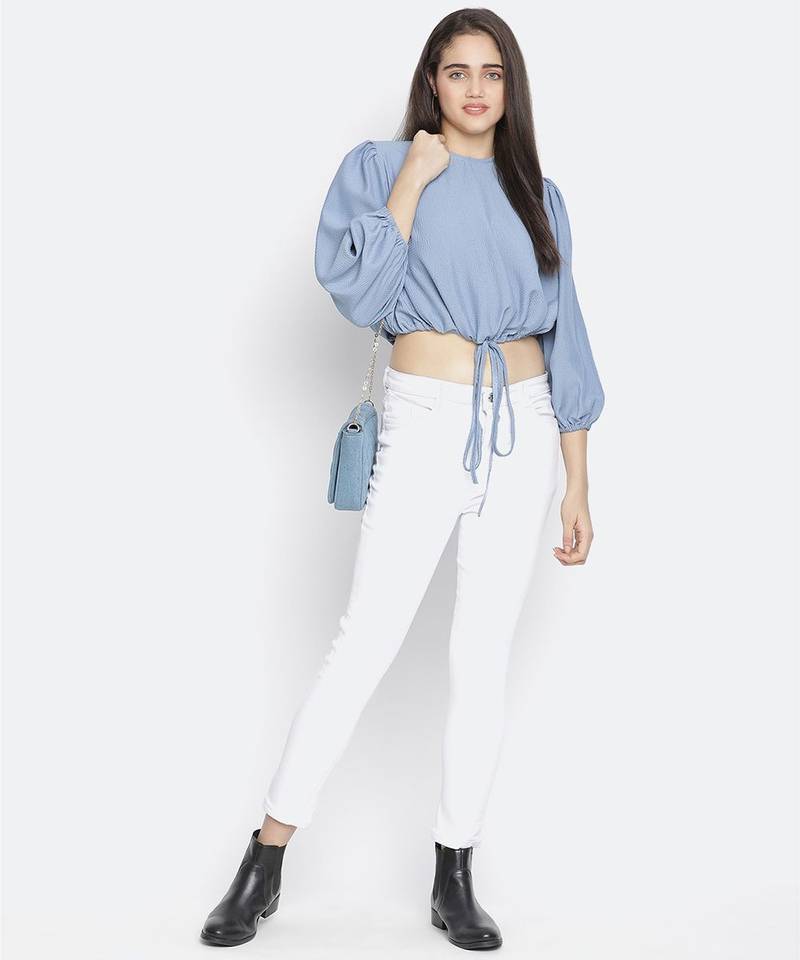 Graceious Blue dobby stylish women top