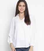 Feather solid white women top