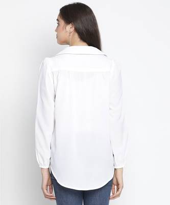 Feather solid white women top 4