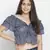 Blithe Blue color printed women crop top