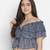 Blithe Blue color printed women crop top