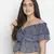 Blithe Blue color printed women crop top