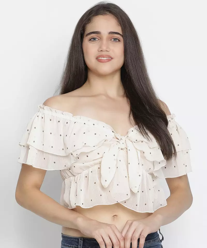 Sublime nude dot print women crop top