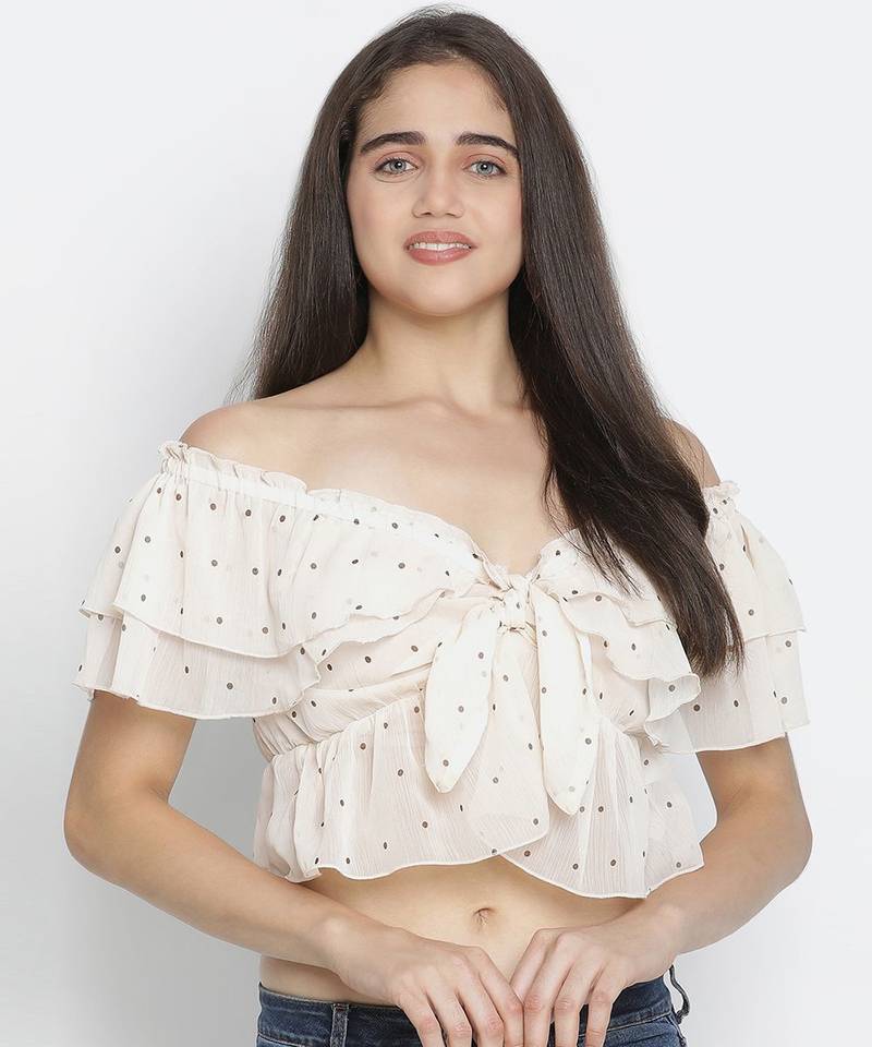 Sublime nude dot print women crop top