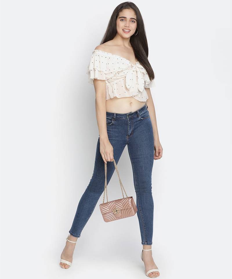 Sublime nude dot print women crop top