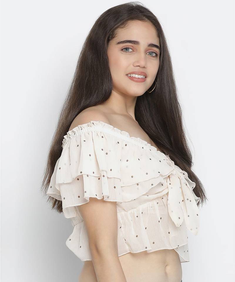 Sublime nude dot print women crop top