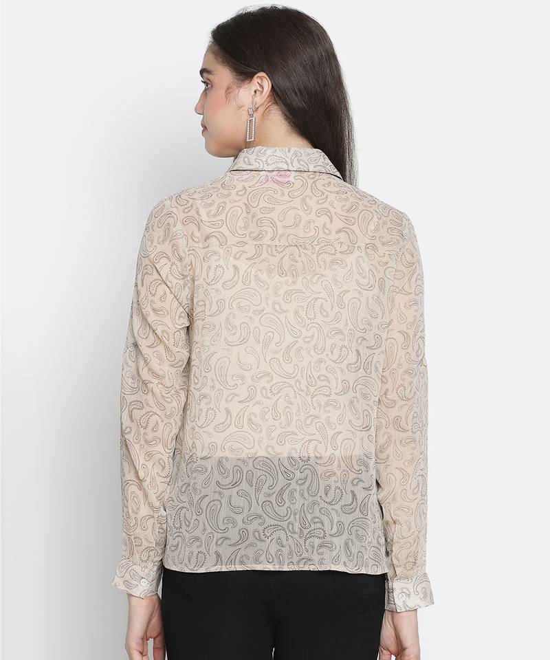 Rich grey floral print women Shirt