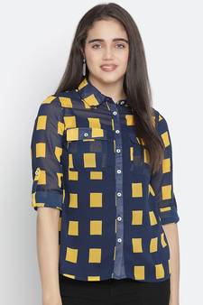 Meraki check print smart women Shirt