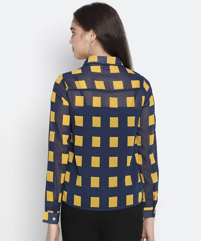 Meraki check print smart women Shirt