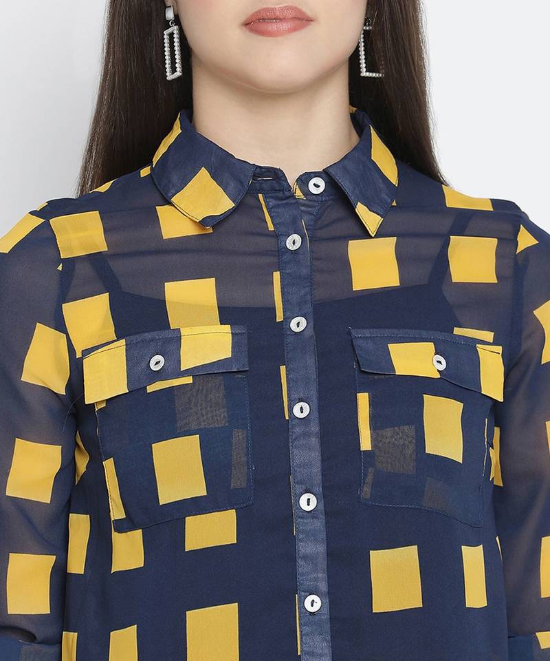 Meraki check print smart women Shirt