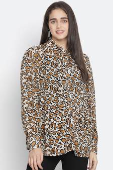 Sulit happy brown animal print women shirt