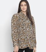 Sulit happy brown animal print women shirt