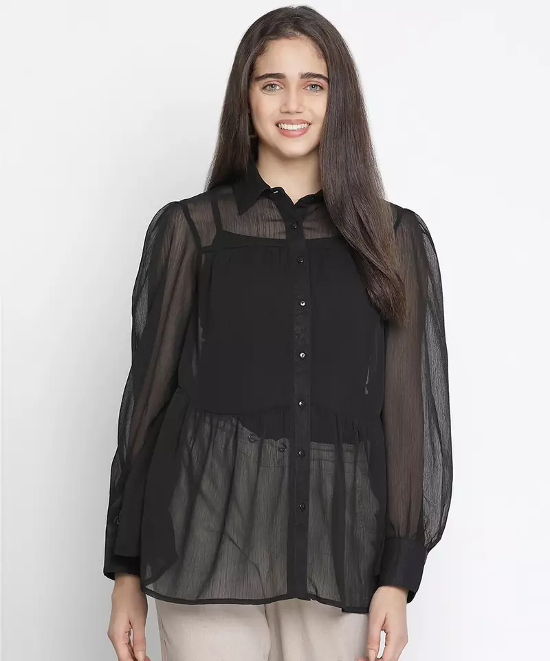 Embraced black sleek women Shirt