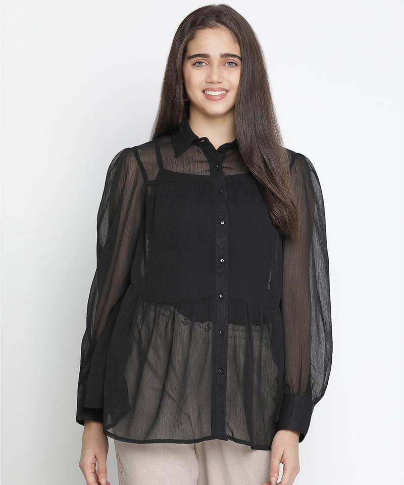 Embraced black sleek women Shirt