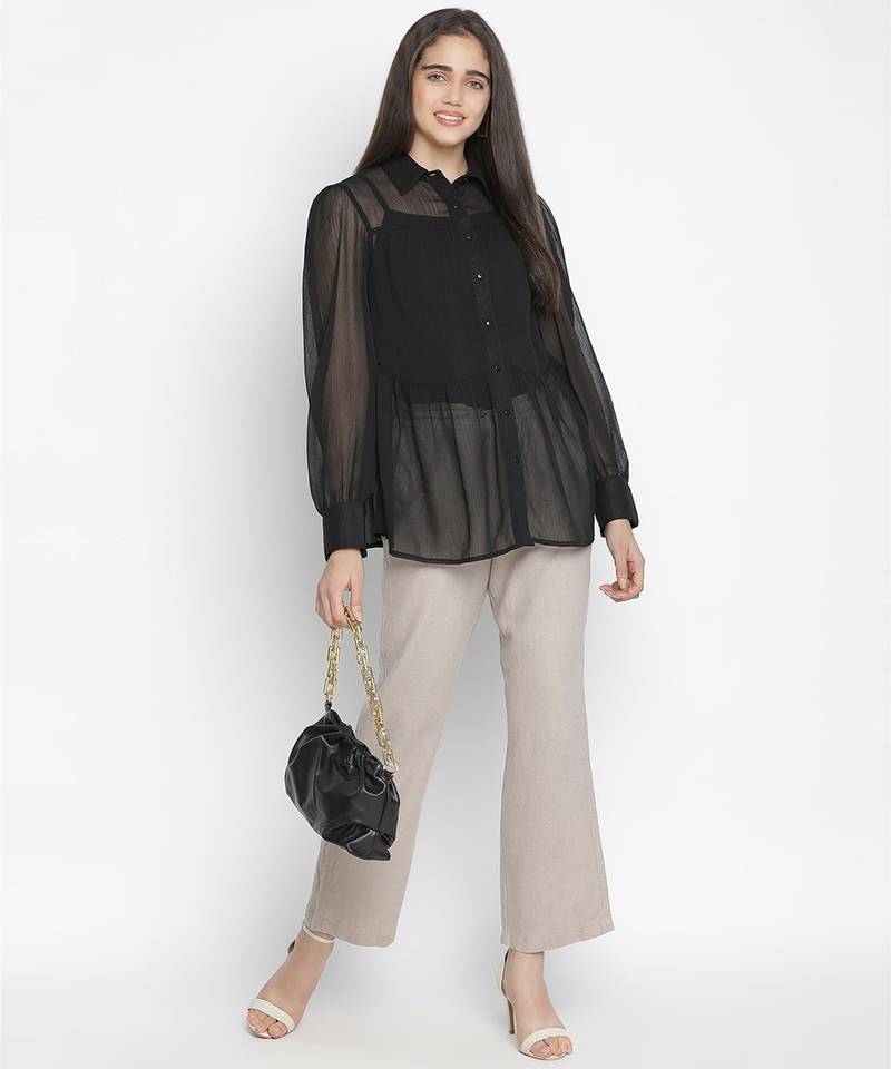 Embraced black sleek women Shirt