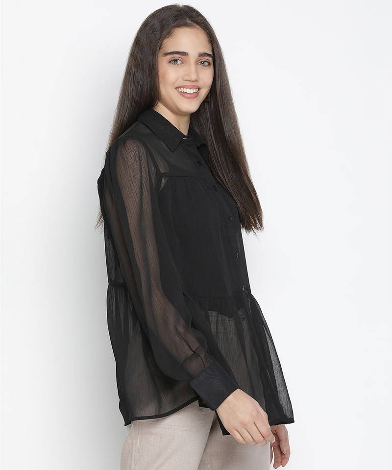 Embraced black sleek women Shirt