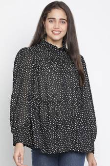 Sophic black dot print majestic women Shirt