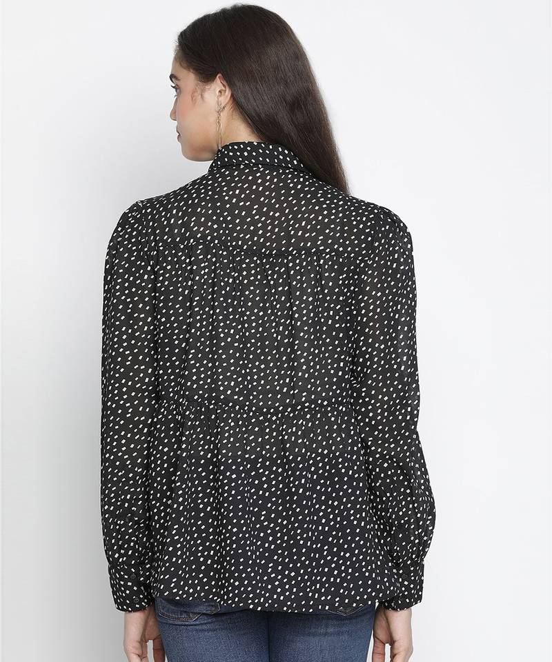 Sophic black dot print majestic women Shirt